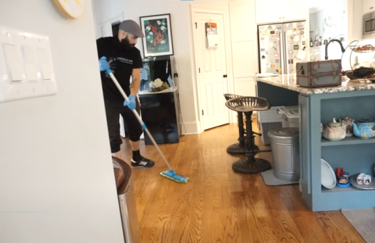 Cleaner Mopping the Floor